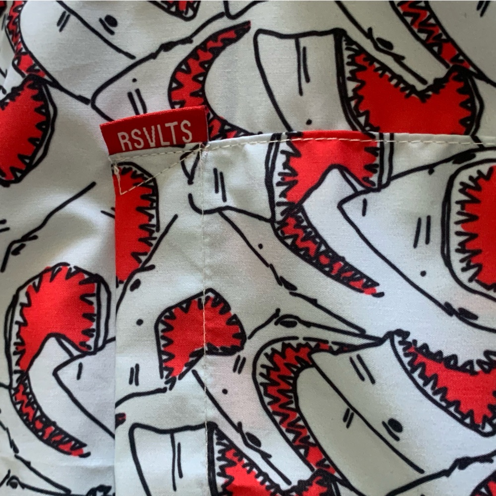 RSVLT shark week short sleeve button up XL